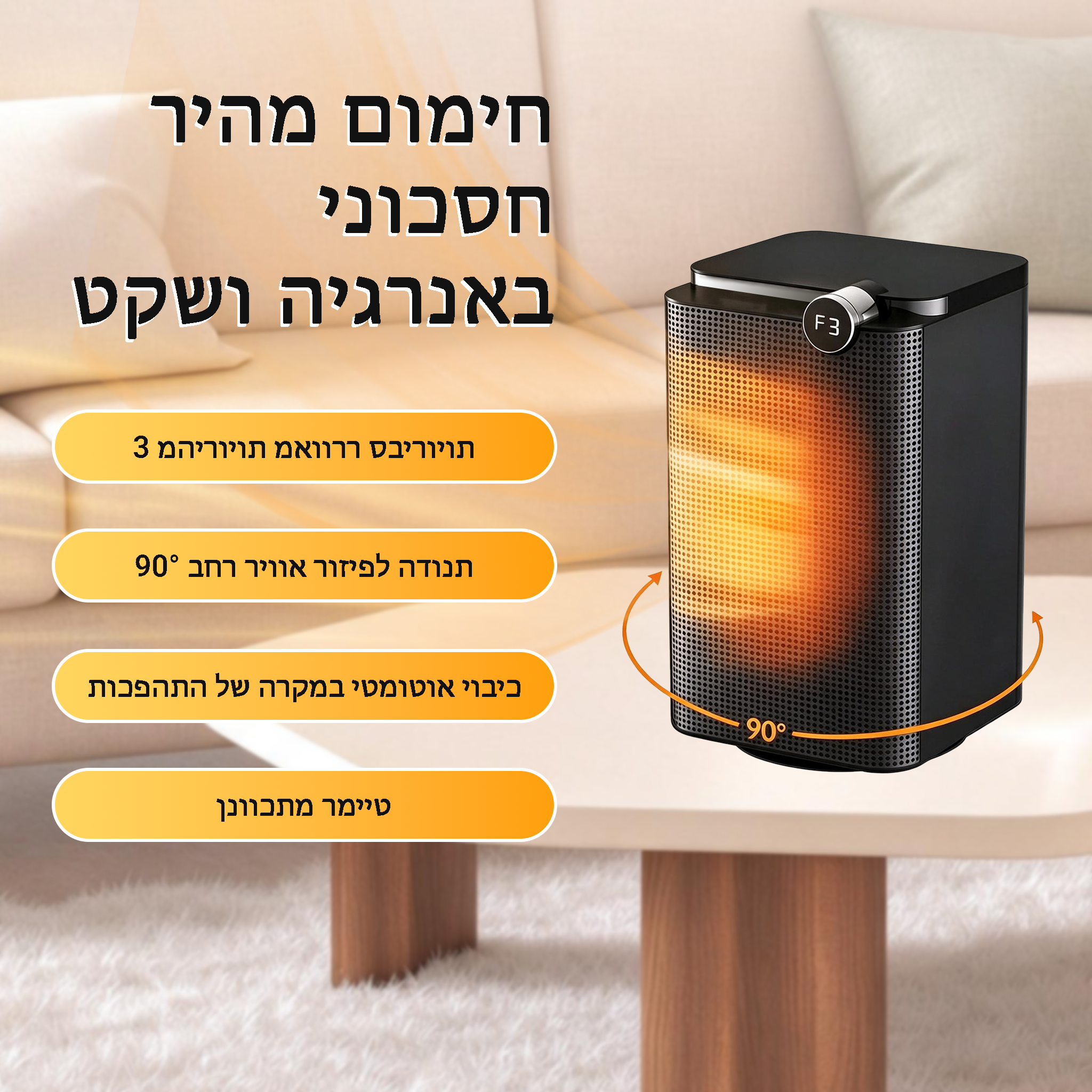 תנור חימום קרמי בהסעה Auralink